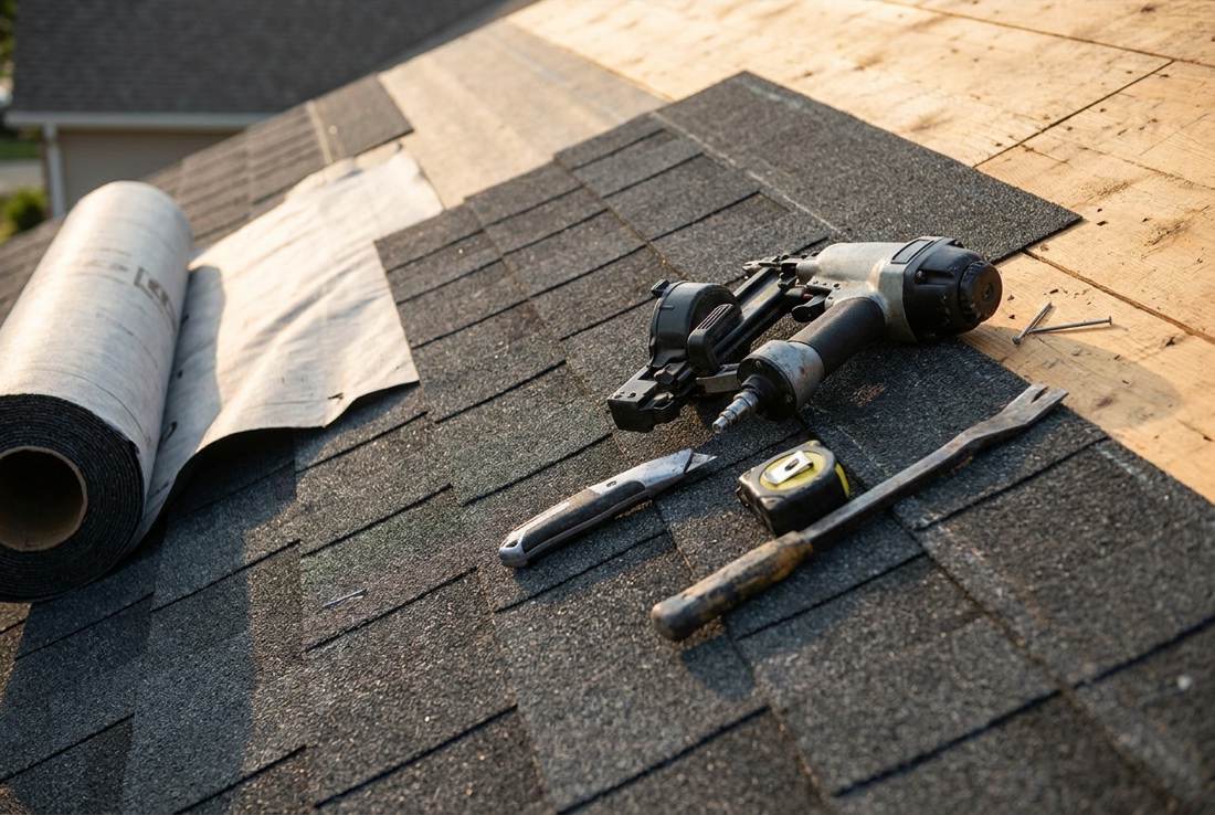 Roof repair on a Macomb County home